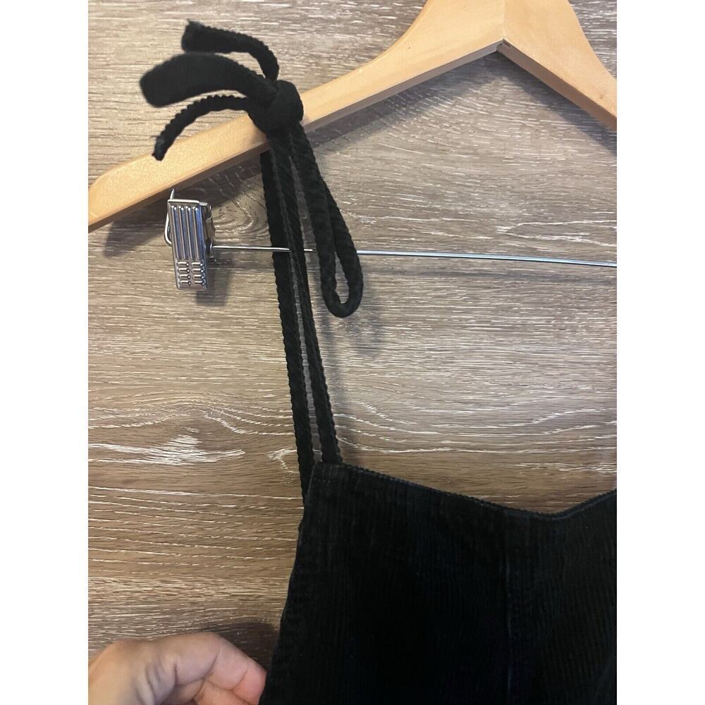 BDG Urban Outfitters Black Corduroy Tie Shoulder Overall Jumpsuit XS Cropped - Picture 6 of 8